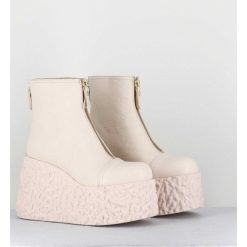 Hot Garrice Boots En Cuir Creme Zip Avant&Arriere - Lava Ice