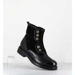 Hot Garrice Bottines Plates A Boutons En Cuir Noir - Laco Carly Nero