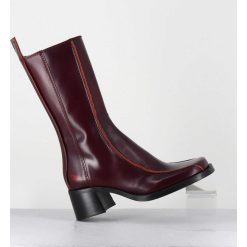 Online Garrice Boots Bout Carre Bordeaux & Surpiqures Orange - Mariela Burgundy Boots