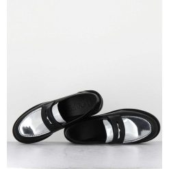 Best Garrice Mocassins En Cuir Glace Noir & Argent - Al103 Nero Argento