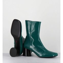 Hot Garrice Boots En Cuir Brillant Vert Talon Geometrique - Dani04 Glaze Selva