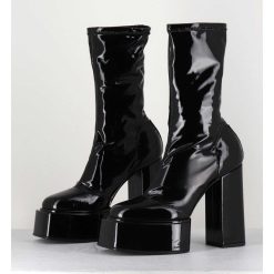 Wholesale Garrice Boots Noires Vernis Stretch - Victoria Mok Patent