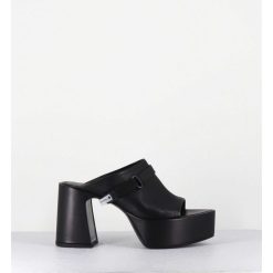 Online Garrice Mules A Plateforme Pointu En Cuir Noir - M6415 Vanity Nero