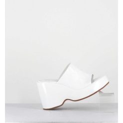 Online Garrice Mules Compensees 90S En Cuir Vernis Blanc - Masa4 Cindy Bianco