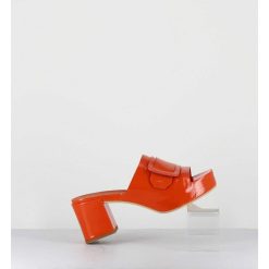 New Garrice Mules A Plateforme Petit Talon Vernis Orange - 11532 Vetro Orange