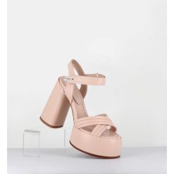 Clearance Garrice Sandales A Plateforme Talon Haut En Cuir Nude - M6495 Nappa Nude