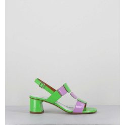 New Garrice Sandales 60S Bout Carre En Cuir Vernis Vert & Lilas - Lefai Green Lilas