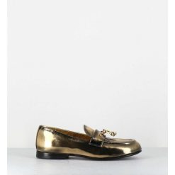 Clearance Garrice Mocassins Souple En Cuir Metallise Dore - 60264 Capra Super Oro