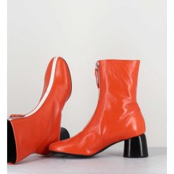 Online Garrice Boots 60S En Cuir Orange & Talon Noir - Caren07 Glaze Nespola