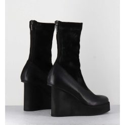 Online Garrice Boots Compensees Cuir Noir & Talon Destructure - 3785 Gas Nero