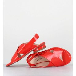 Hot Garrice Sandales Plates En Cuir Rouge - Alison Criss Tangerine