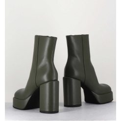 Online Garrice Boots 70S En Cuir Khaki - Aiko Nappa Oberoy