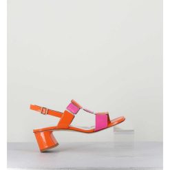 Online Garrice Sandales 60S Bout Carre En Cuir Vernis Orange & Rose - Lefai9 Orange Pink