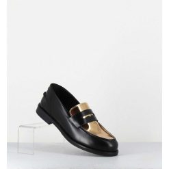 Online Garrice Mocassins En Cuir Glace Noir & Or - Al103 Nero Oro