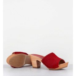 Hot Garrice Mules-Sabots A Talon Poulain Rouge - 455-Pls Court Rouge