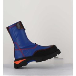 Hot Garrice Boots En Cuir Stretch Bleu Cobalt & Orange - Danica Blue Boots