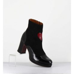 New Garrice Boots A Talon En Cuir Noir & Coeur Rouge - Danlov Maserati Negro