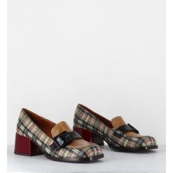 New Garrice Mocassins A Petit Talon Cuir Imprime Tartan & Boucle - Bucle Scotch Classic