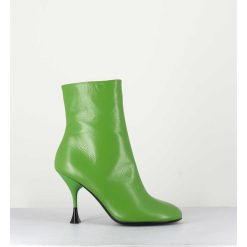 New Garrice Boots En Cuir Vert A Talon Fin - Lidia 095 Green