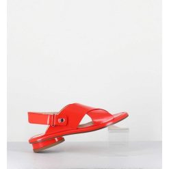 Hot Garrice Sandales Plates En Cuir Rouge - Alison Criss Tangerine