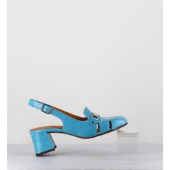 Online Garrice Mocassins Slingback En Cuir Bleu Petit Talon - Vururu Saab Blue