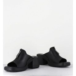 Online Garrice Mules En Cuir Noir & Zip - Bertie Black Sandals