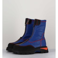 Hot Garrice Boots En Cuir Stretch Bleu Cobalt & Orange - Danica Blue Boots