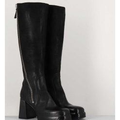 New Garrice Bottes En Cuir Noir A Zip - Dw336 Nero