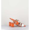 Wholesale Garrice Sandales 60S Bout Carre En Cuir Vernis Orange & Blanc - Lefai5 Orange White