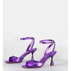 Hot Garrice Sandales A Talon En Cuir Metallise Violet - Flow Laminato Violet