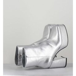 Clearance Garrice Disco Boots A Plateforme Cuir Argent - Care Argento