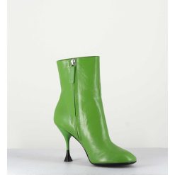 New Garrice Boots En Cuir Vert A Talon Fin - Lidia 095 Green