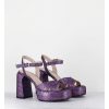 Clearance Garrice Sandales A Plateforme Imprime Disco Violet - E3356 Lexy Purple