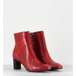 New Garrice Bottines Petit Talons En Cuir Rouge F568 - Garrice Lab