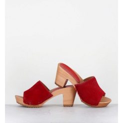 Hot Garrice Mules-Sabots A Talon Poulain Rouge - 455-Pls Court Rouge