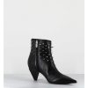 Hot Garrice Boots Bout Pointu En Cuir Noir A Clous - Knife Studs Nero