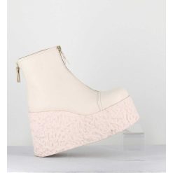 Hot Garrice Boots En Cuir Creme Zip Avant&Arriere - Lava Ice