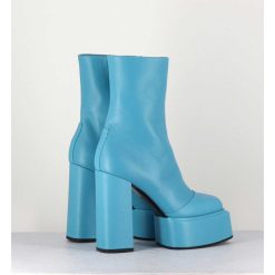 Wholesale Garrice Boots En Cuir Souple Bleu Turquoise - Iara Mok Ash