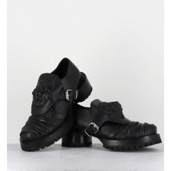 New Garrice Chaussures En Cuir A Tete De Lion & Talon Cylindrique - Lion Nappa Nero