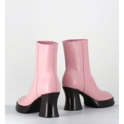 Wholesale Garrice Boots A Plateforme En Cuir Rose Talon Retro Marron - Blau Nappa Rosa