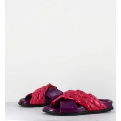 Best Garrice Mules Plates Tresse Bicolore Cuir Souple Violet Rose - Micha Intreccio Multi