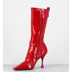 Online Garrice Boots Talon Haut En Vernis Stretch Rouge 90S - Gilda Cris Eros