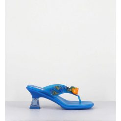 Best Garrice Tong Cuir Bleu & Plexi Ornees De Coquillages - Oceane Blue Sandals