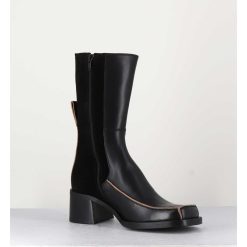 Online Garrice Boots Bi-Matiere Noir Bout Carre 90S - Jill Black Boots