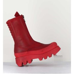 Hot Garrice Boots En Cuir Souple Rouge A Zip - 2682 Rosso