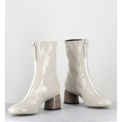 Online Garrice Boots 60S En Cuir Vernis Blanc - Caren07 Plum Osso