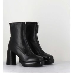 Wholesale Garrice Bottines Plateforme En Cuir Noir Retro A Zip Central - Elsa07 Nero