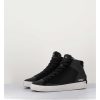 Hot Garrice Sneakers Hautes Cuir Noir & Zip - Distressed High Black