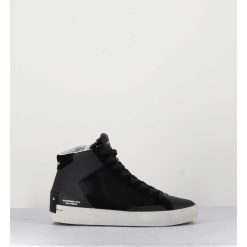 Hot Garrice Sneakers Hautes Cuir Noir & Zip - Distressed High Black