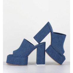 Best Garrice Mules A Plateforme Talon Haut En Jean Bleu - Sue Jeans Blue